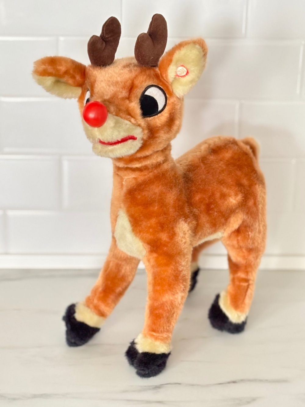 VINTAGE 1992 Gemmy Animated Rudolph The Red Nose Reindeer Talking Singing Plush